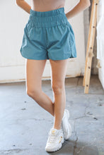 Load image into Gallery viewer, Dusty Teal Smocked Waistband Work Out Shorts
