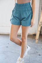 Load image into Gallery viewer, Dusty Teal Smocked Waistband Work Out Shorts
