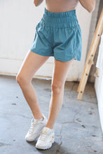 Load image into Gallery viewer, Dusty Teal Smocked Waistband Work Out Shorts
