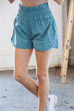 Load image into Gallery viewer, Dusty Teal Smocked Waistband Work Out Shorts
