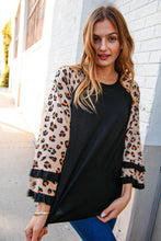 Load image into Gallery viewer, Animal Print Double Ruffle Sleeve Knit Pullover
