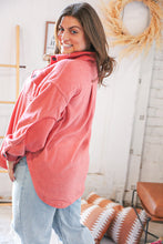 Load image into Gallery viewer, Ash Rose Fleece Flap Button Elbow Patch Pocketed Shacket
