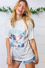 Load image into Gallery viewer, LT Grey Distressed Free Bird Graphic Knit Tee
