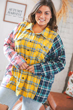 Load image into Gallery viewer, Pink Butterscotch &amp; Navy Plaid Color Block Loose Fit Shirt
