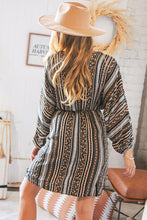 Load image into Gallery viewer, Stripe Floral Surplice Elastic Waist Dress
