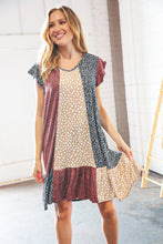 Load image into Gallery viewer, Multicolor Vertical Leopard Print Color Block V Neck Dress
