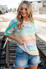 Load image into Gallery viewer, Multicolor Stripe Cross Detail Thermal Outseam Top
