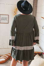 Load image into Gallery viewer, Olive Animal Banded V Neck Bell Bottom Pocketed Dress
