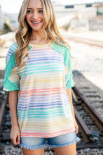 Load image into Gallery viewer, Multicolor Stripe Cross Detail Thermal Outseam Top

