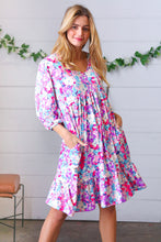 Load image into Gallery viewer, Liliac Floral Babydoll Ruffle Capped Sleeve Dress
