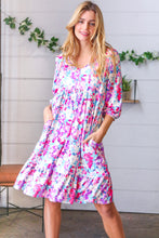 Load image into Gallery viewer, Liliac Floral Babydoll Ruffle Capped Sleeve Dress
