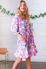 Load image into Gallery viewer, Liliac Floral Babydoll Ruffle Capped Sleeve Dress
