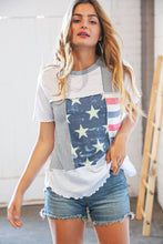 Load image into Gallery viewer, Patriotic Out Seam Color Block Two-Tone Terry Top
