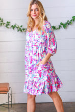 Load image into Gallery viewer, Liliac Floral Babydoll Ruffle Capped Sleeve Dress
