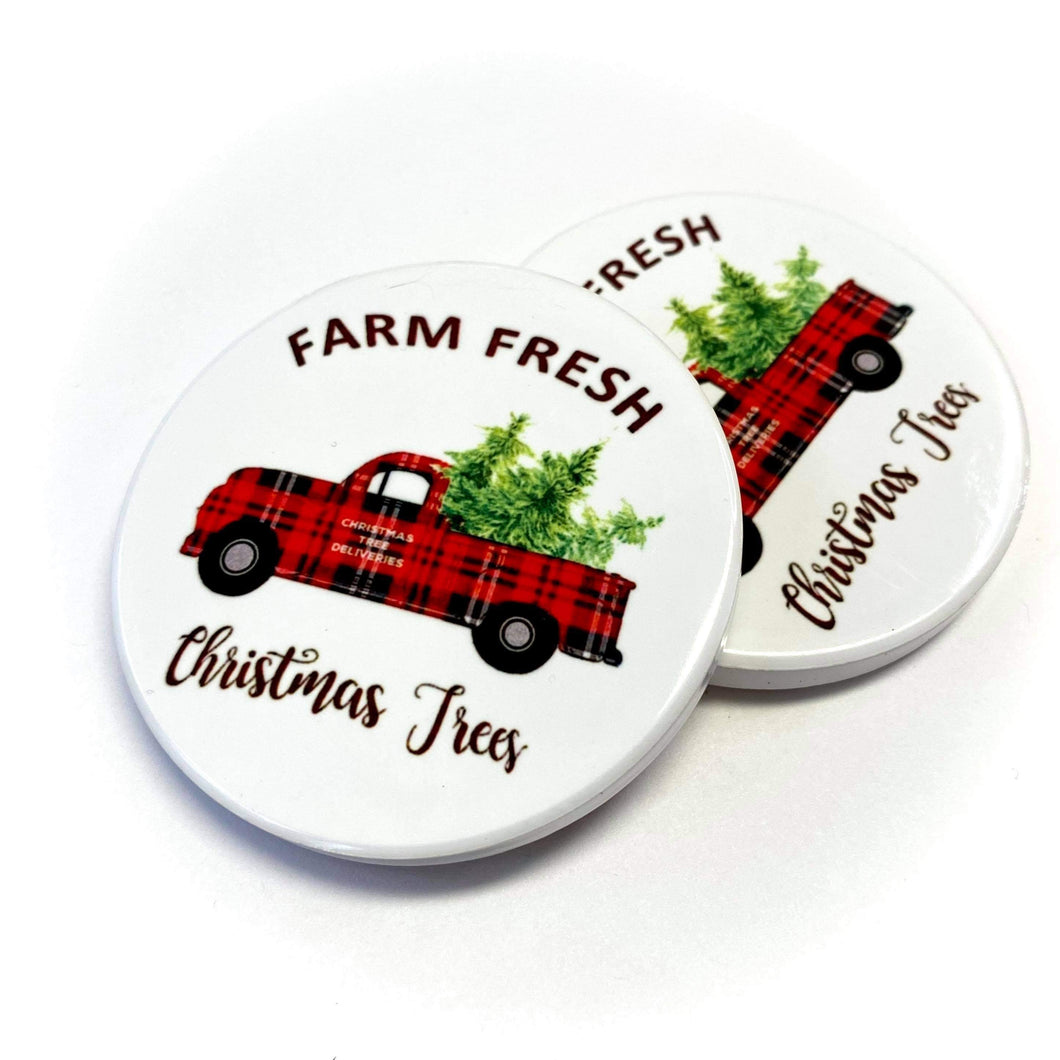Farm Fresh Car Christmas Coasters