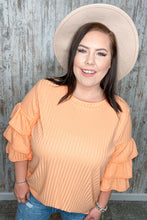 Load image into Gallery viewer, Apricot Round Neck Vertical Textured Pointelle Top
