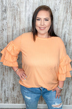 Load image into Gallery viewer, Apricot Round Neck Vertical Textured Pointelle Top
