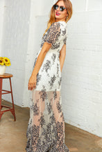 Load image into Gallery viewer, Black &amp; Cream Crochet Lace V Neck Lined Maxi Dress
