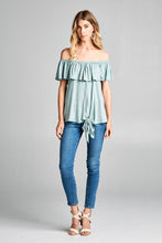 Load image into Gallery viewer, All Ruffled Up Knot Top In Sage
