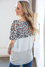 Load image into Gallery viewer, Leopard Stripe Color Block Front Knot Dolman Top

