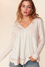 Load image into Gallery viewer, Boho Ethnic Triblend Color Block Lace-Up Linen Top
