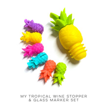 Load image into Gallery viewer, My Tropical Wine Stopper &amp; Glass Marker Set
