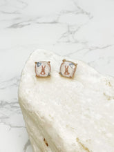 Load image into Gallery viewer, PREORDER: Bunny Printed Glass Stud Earrings
