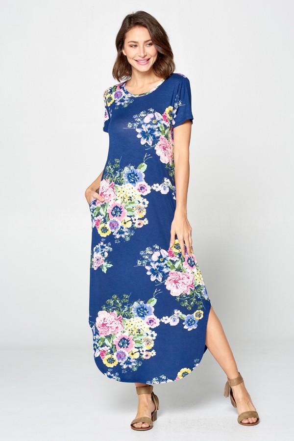 Navy Blooms Maxi Dress