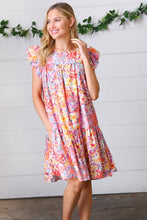 Load image into Gallery viewer, Lilac &amp; Peach Floral Yoke Poplin Woven Dress
