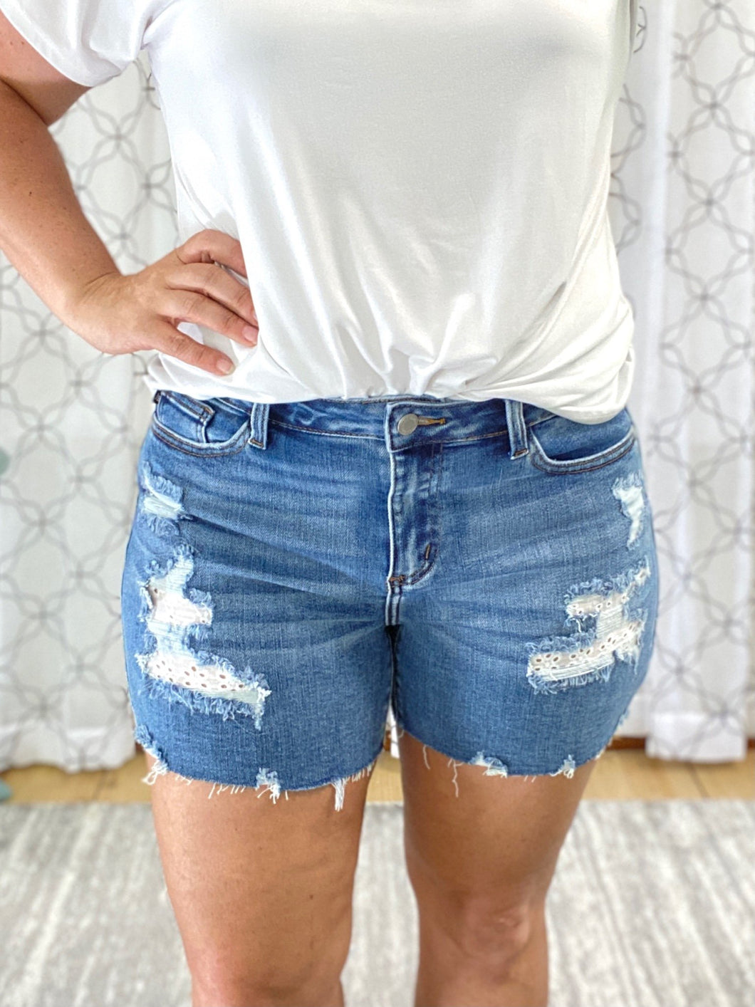 Just a Little Lace Patch Judy Blue Shorts