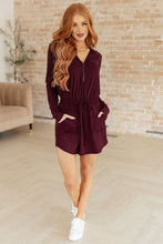 Load image into Gallery viewer, Getting Out Long Sleeve Hoodie Romper in Maroon
