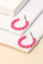 Load image into Gallery viewer, Fuchsia Mini Enamel Hoop Earrings
