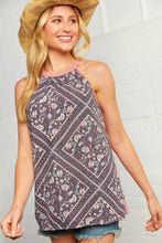 Load image into Gallery viewer, Peach Boho Tribal Print Halter Neck Tank
