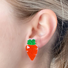 Load image into Gallery viewer, PREORDER: Acrylic Glitter Carrot Stud Earrings
