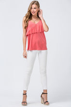 Load image into Gallery viewer, The Feminine Ruffle Tank in Coral
