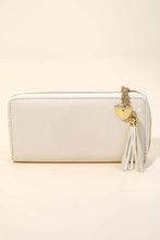 Load image into Gallery viewer, Cream Classic Heart &amp; Tassel Zip Up Wallet
