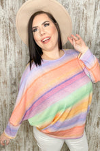 Load image into Gallery viewer, Rainbow Multicolor Vintage Dolman Knit Top
