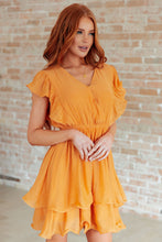 Load image into Gallery viewer, Stuck in My Head Tiered Dress in Orange
