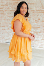 Load image into Gallery viewer, Stuck in My Head Tiered Dress in Orange
