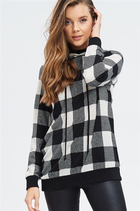 Pretty in Plaid Hoodie in Ivory