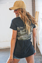Load image into Gallery viewer, Charcoal Camo Color Block Thermal Knotted Top
