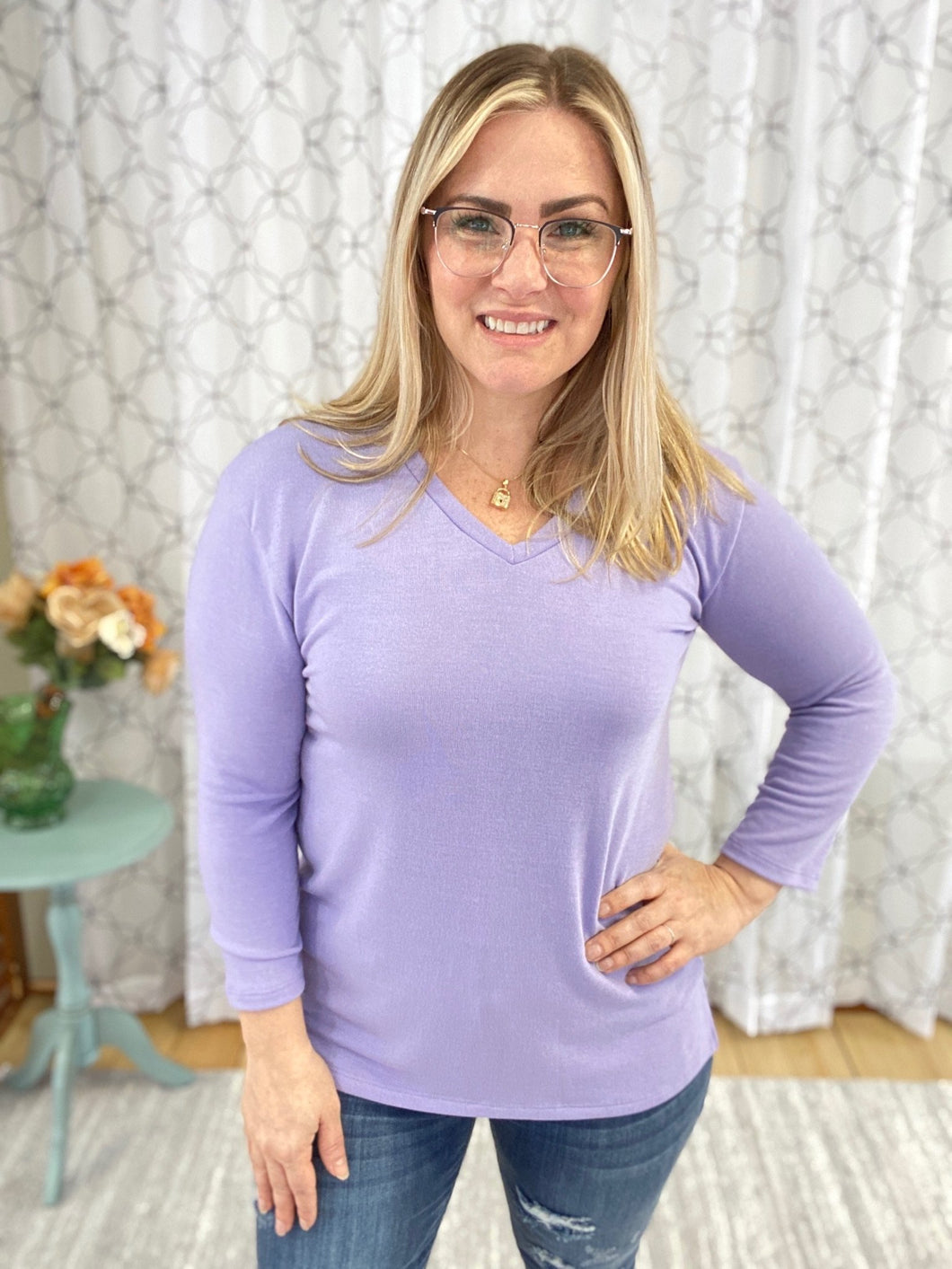 Ready for the Day Top in Lavender