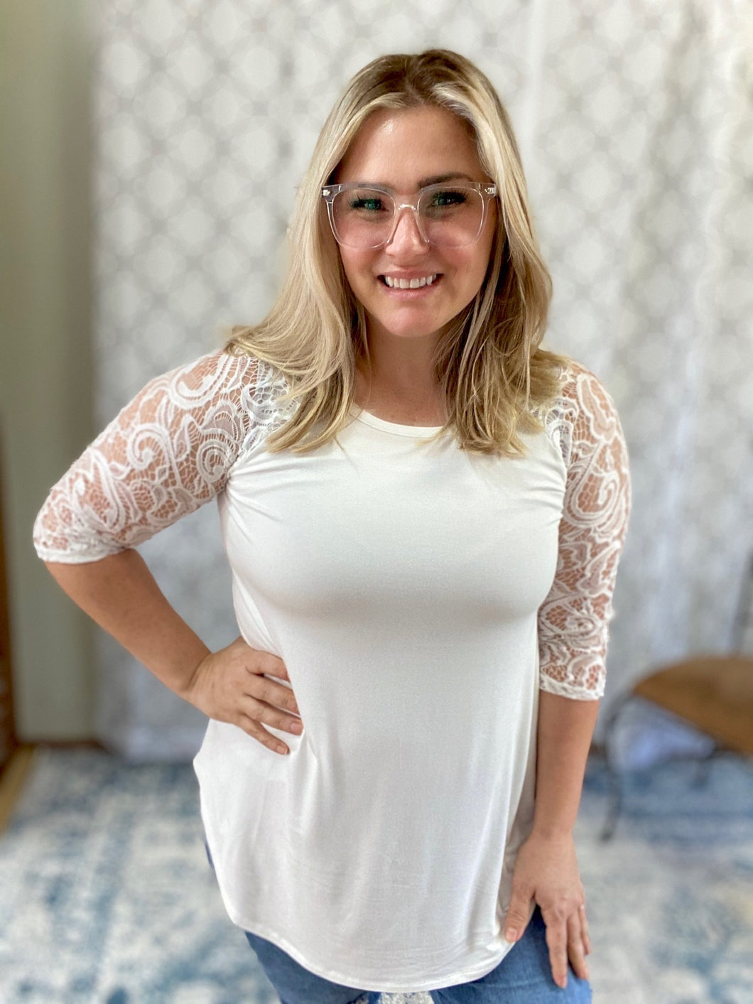 An Elevated Style Lace Top in Ivory