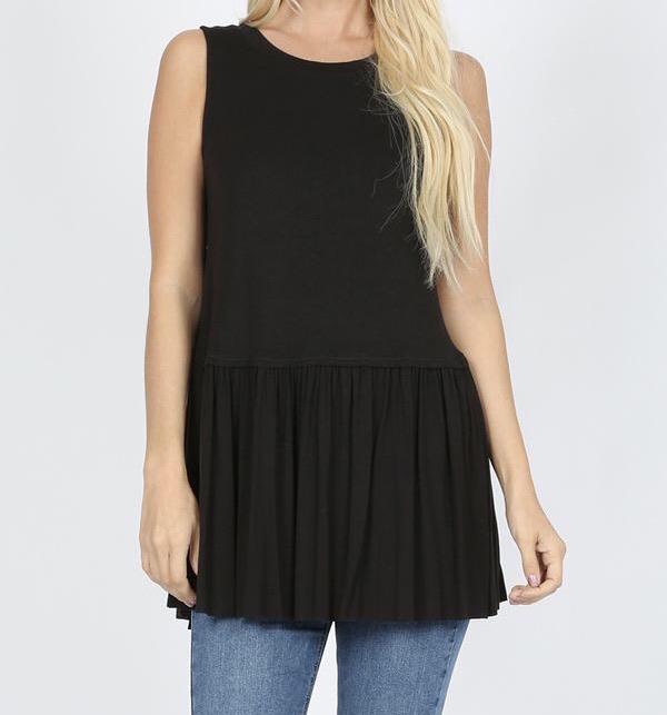 Ruffle Your Style Tank in Black