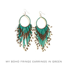 Load image into Gallery viewer, My Boho Fringe Earrings in Green
