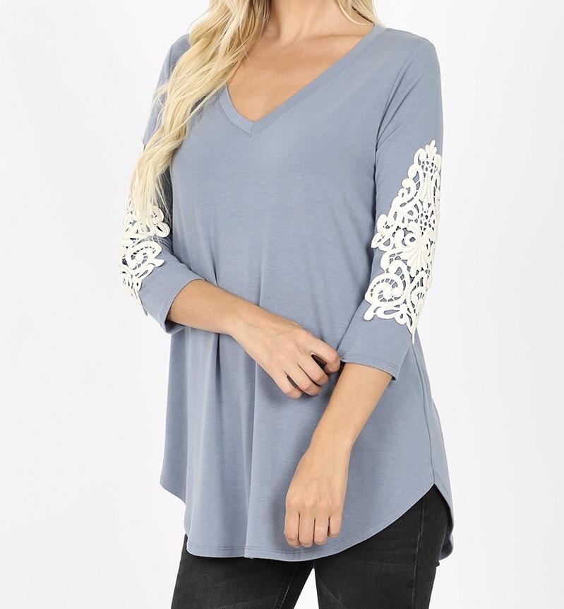 Patched in Lace Top