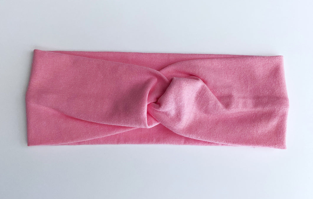 Button headband - solid bubblegum pink