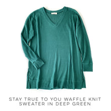 Load image into Gallery viewer, Stay True to You Waffle Knit Sweater in Deep Green
