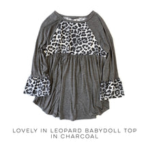 Load image into Gallery viewer, Lovely in Leopard Babydoll Top in Charcoal
