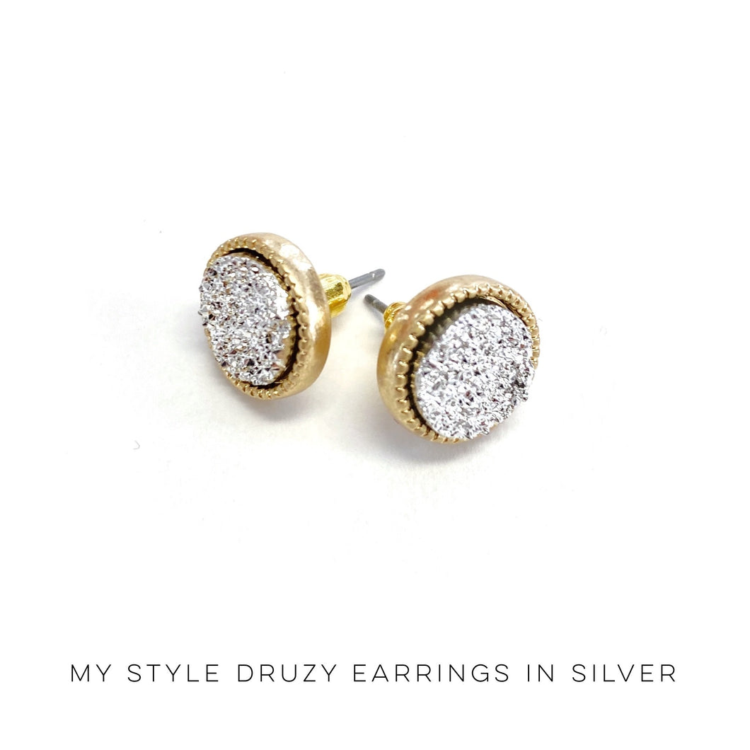 My Style Druzy Earrings in Silver